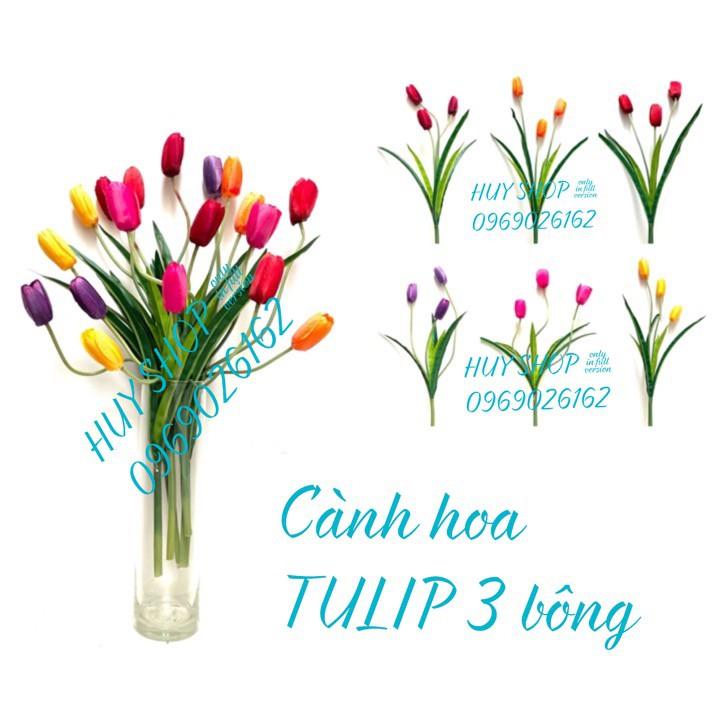 HOA GIẢ - CÀNH HOA TULIP 3 BÔNG