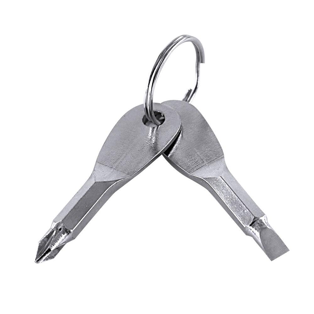 Bộ tua vít EDC bằng thép không gỉ tua vít mini đa năng hình chìa khóa có móc khóa công cụ sữa chửa bỏ túi.
