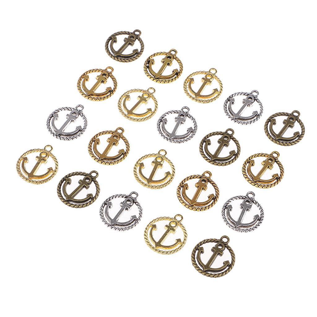 20 Pieces Alloy Hollow Anchor Pendants Charms Findings Jewelry Making Accessories