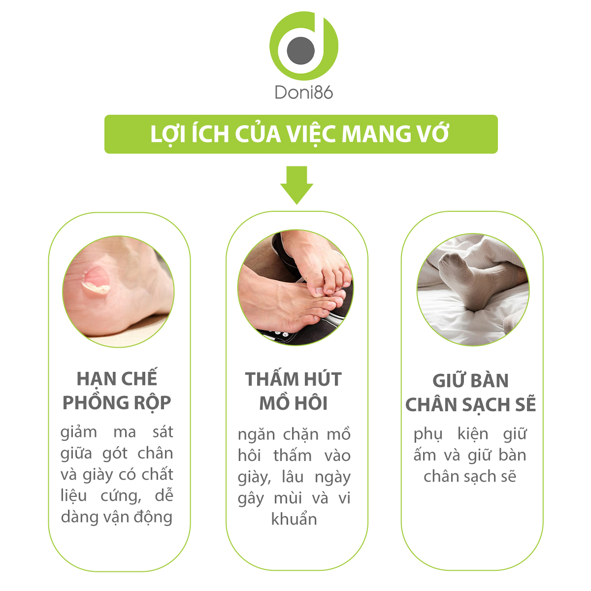 Combo 5 10 cặp vớ da mặt đế dày bằng cotton chống trơn trượt bảo vệ làn da chân khỏi khô ráp - Doni - DOPK249