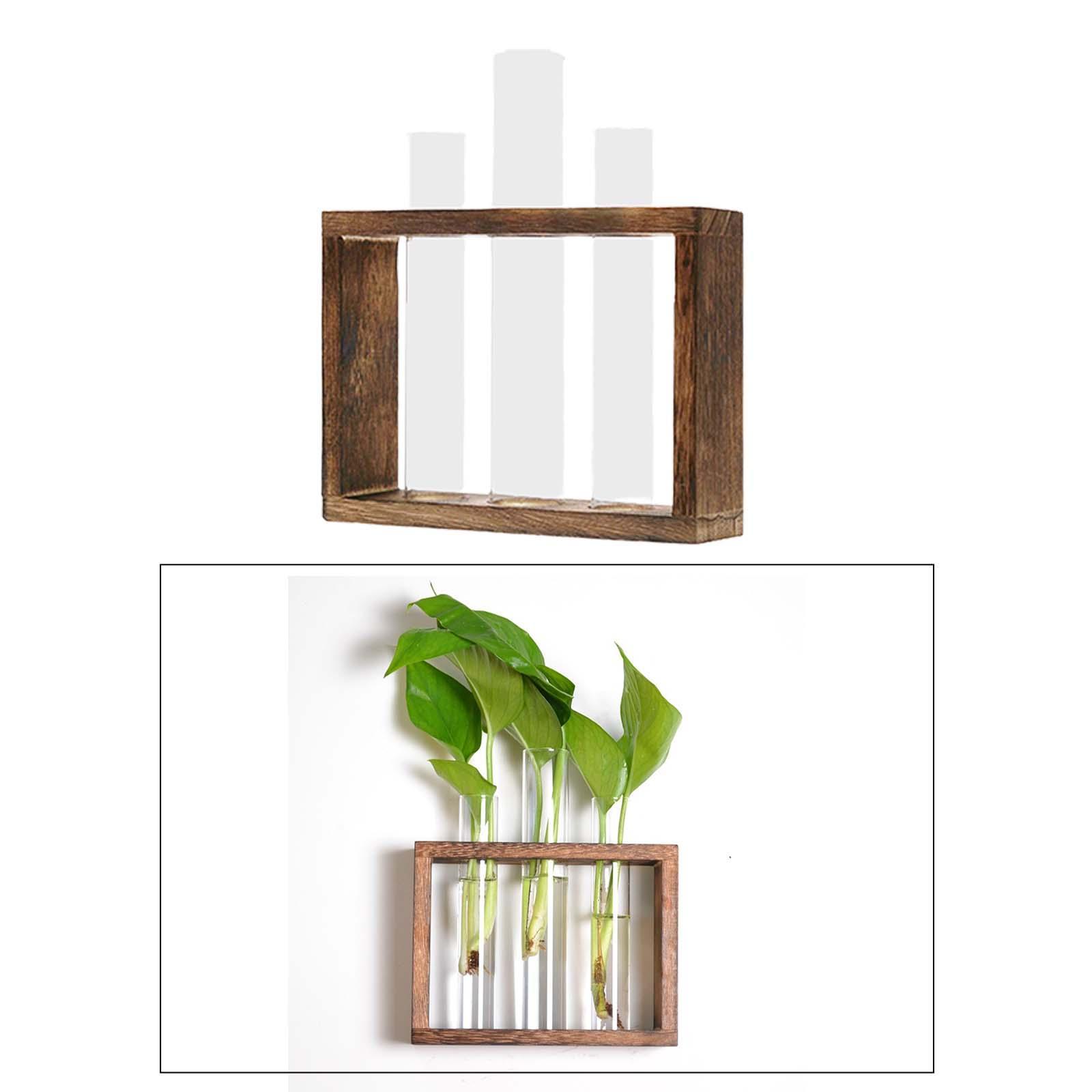 Test Tube Planter Modern Flower Bud Vase with Wood Stand 3 Test Tube