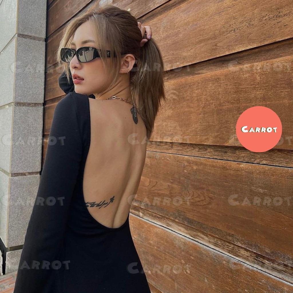 Đầm body sexy tay dài ôm hở lưng chất co giãn váy nữ tôn dáng sáng da chất xịn co giãn tốt carrotxinhdep