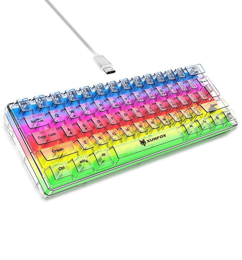 Bàn phím mini có dây XUNFOX K20 thiết kế trong suốt độc đáo với đèn led RGB cực đẹp - HN - HÀNG CHÍNH HÃNG