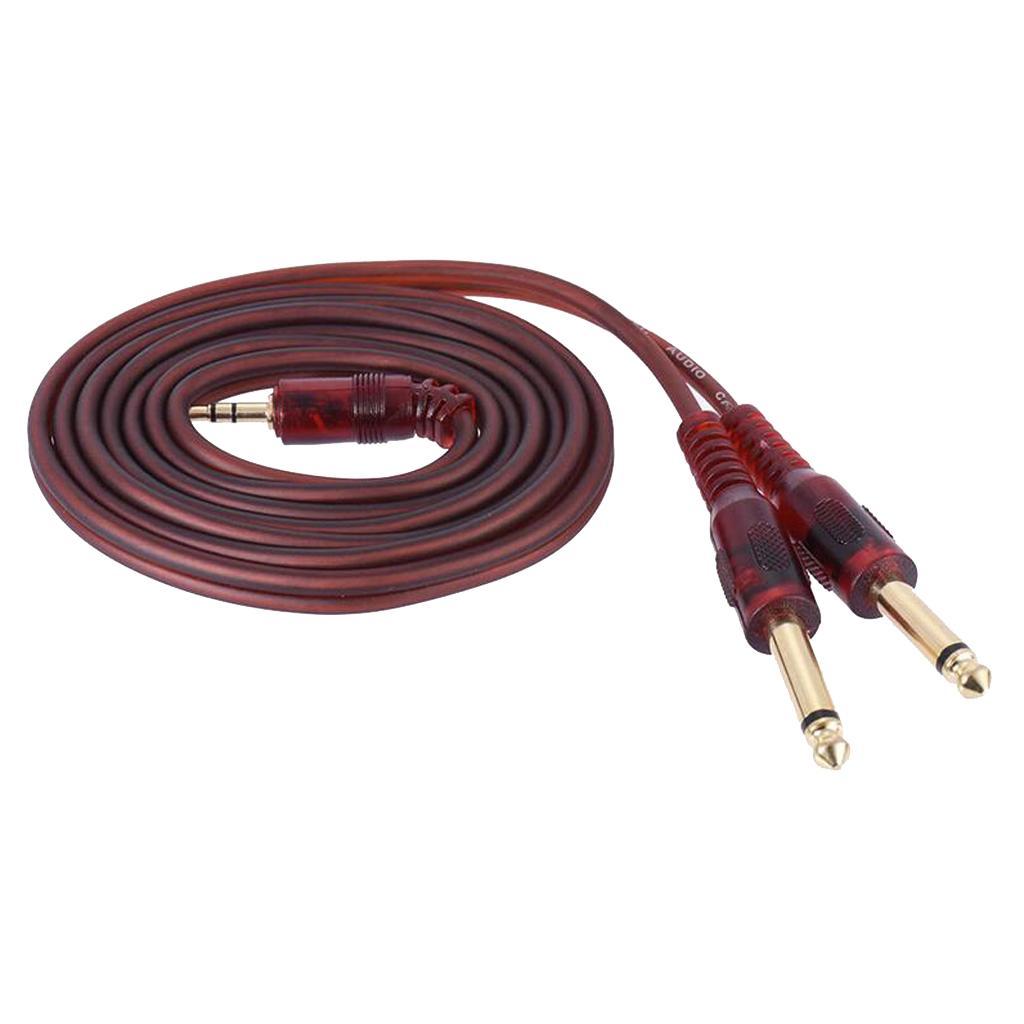 Audio Cable 3.5mm Stereo Plug to Double 6.35mm Plug Computer Mixer Cable