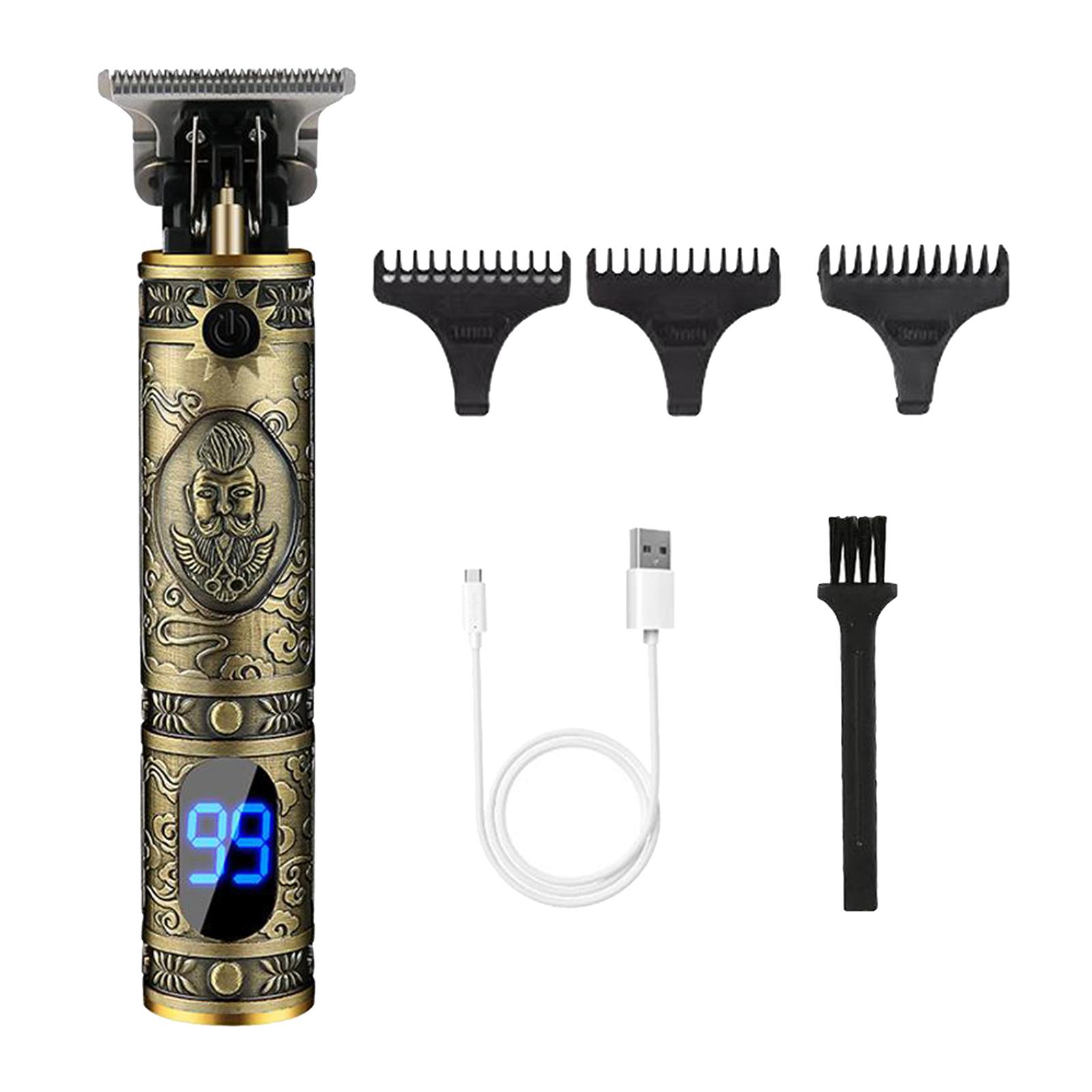 Pro Li T-Blade Cordless Hair Trimmer USB Boys Man's Hair Clipper Kit Golden