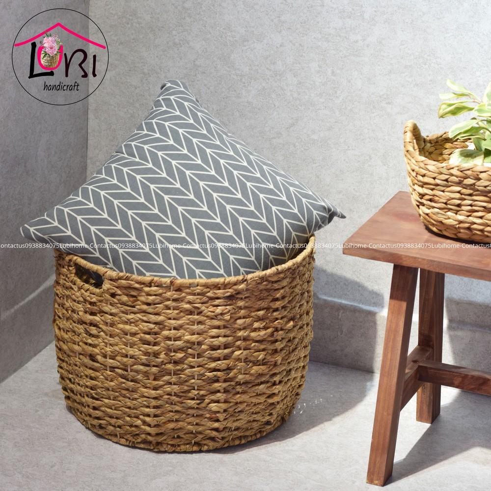 - Sọt đựng đồ lục bình hình tròn đan bím - đẹp, tinh tế