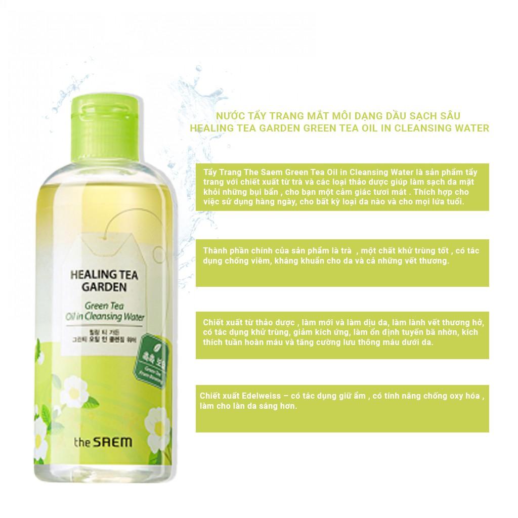 Dầu Tẩy Trang Dành Cho Makeup the SAEM Healing Tea Garden Green Tea Oil In Cleansing Water 300ml