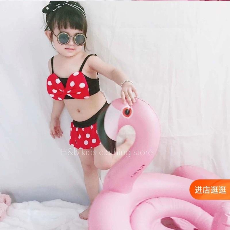 B2860 Set bikini 3 chi tiết cho bé gái gồm mũ, áo, quần váy