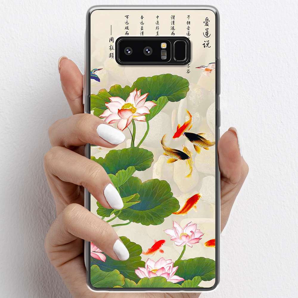 Ốp lưng cho Samsung Galaxy Note 8 nhựa TPU mẫu Hoa sen cá