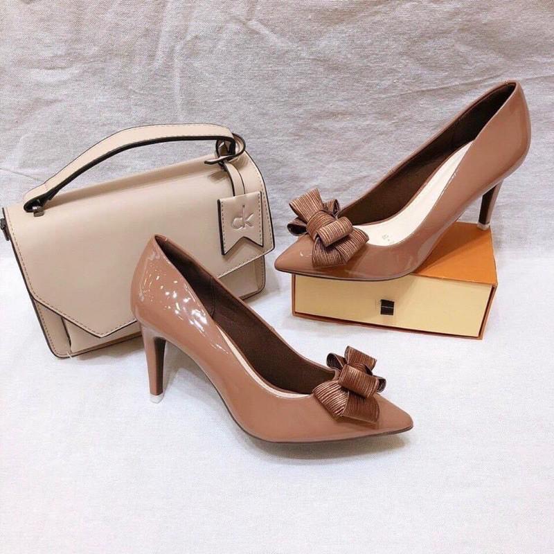 Giầy cao gót thời trang Anna 7 phân nơ bồng