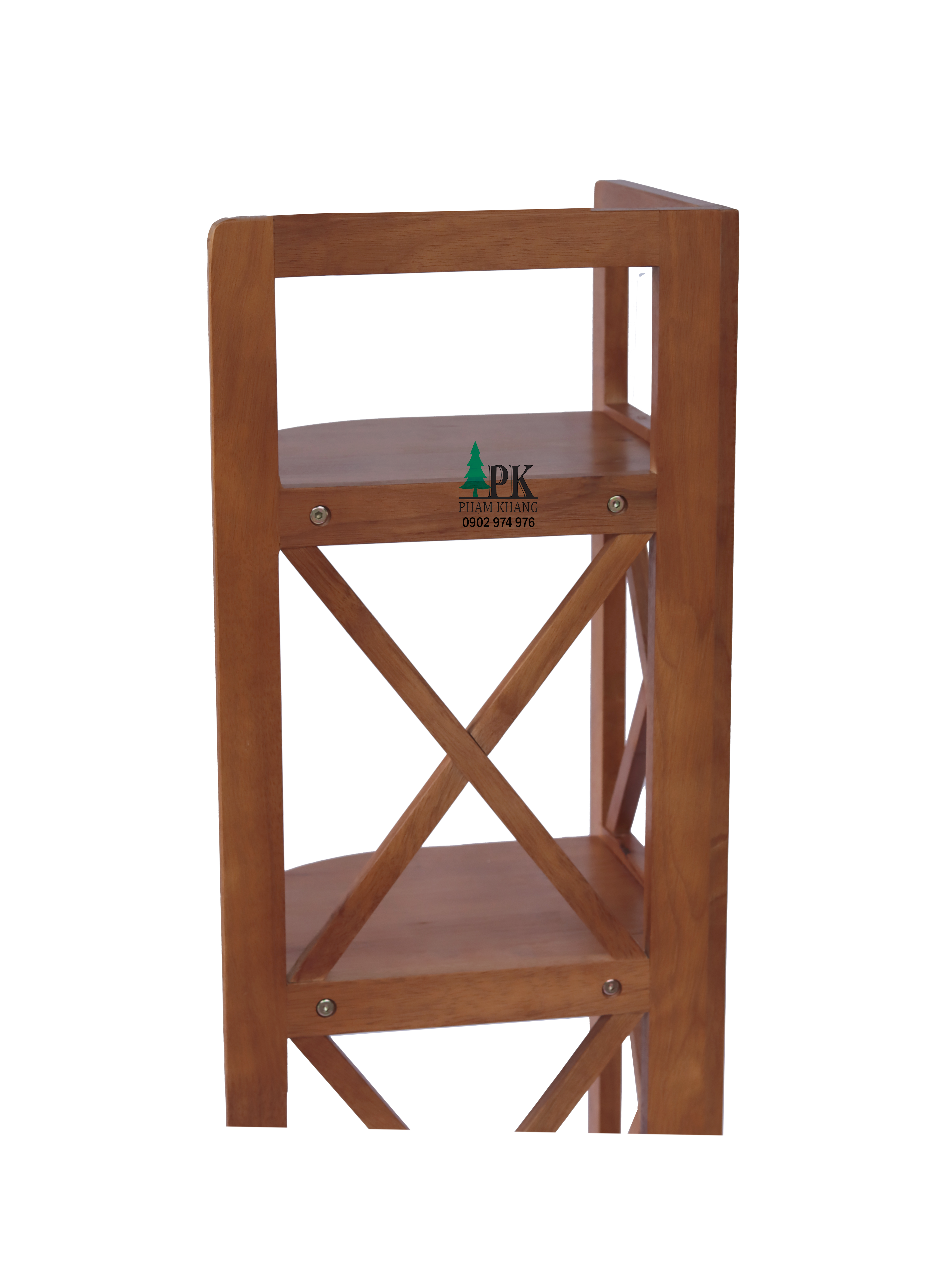 Kệ góc gỗ 5 tầng Phạm Khang - Gỗ cao su tự nhiên màu Gỗ Tự Nhiên/ Vàng Cherry - Kích thước rộng 32 cm và cao 150 cm