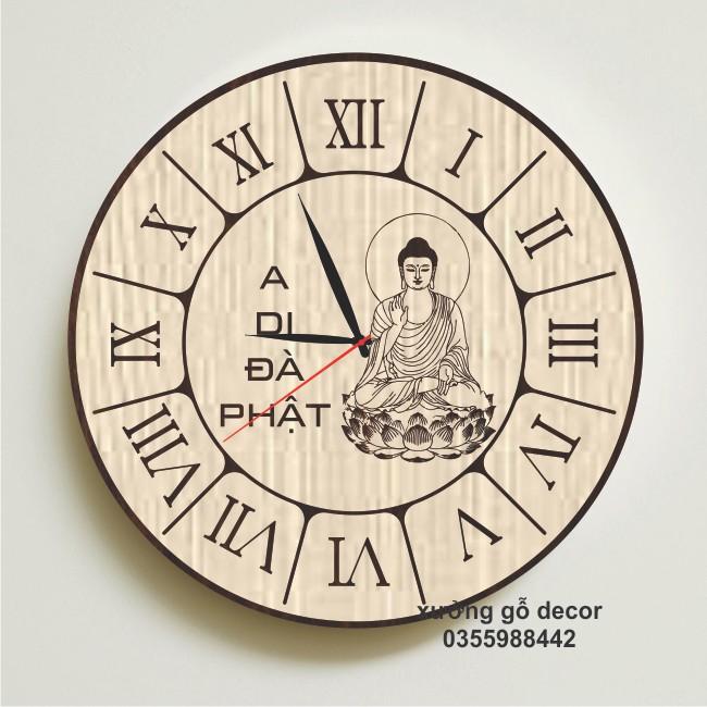 Đồng Hồ Treo Tường Hình Phật Bằng Gỗ Độc Đáo