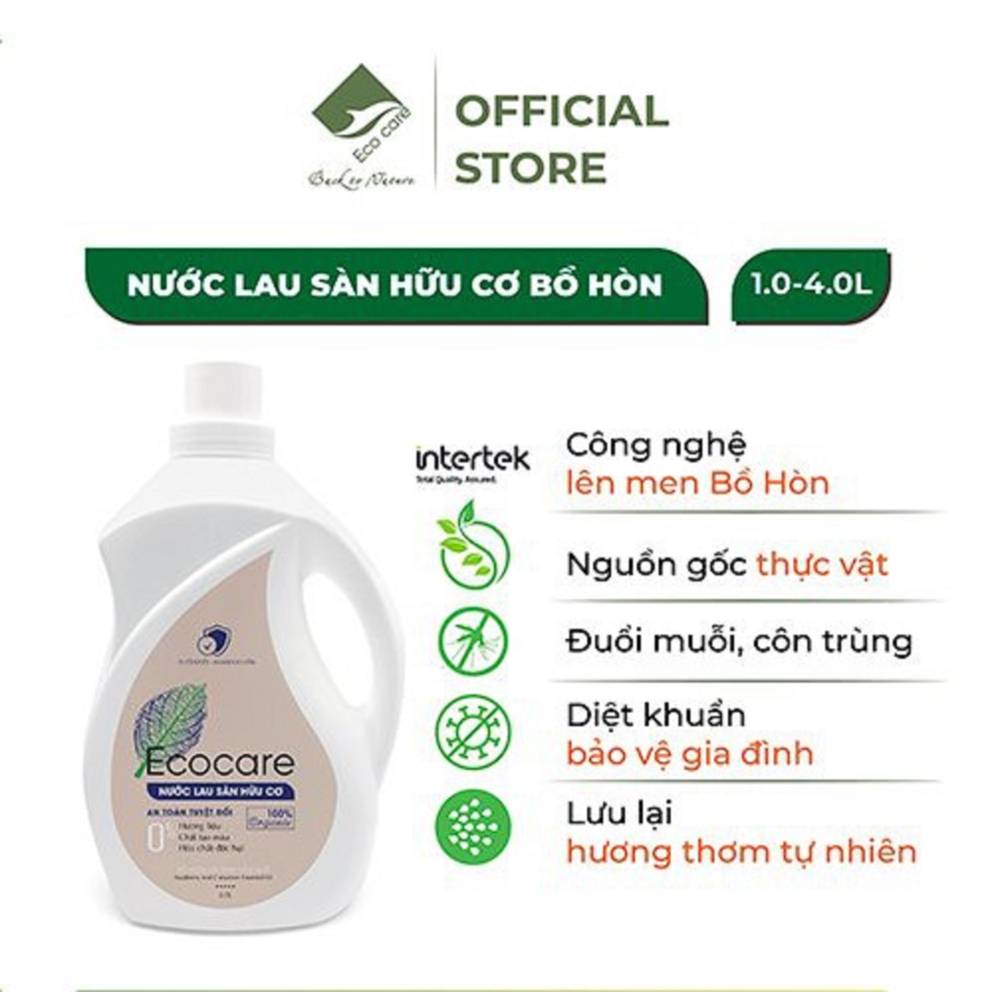Nước Lau Sàn Hữu Cơ Đuổi Muỗi Hương Quế 4000Ml Thương Hiệu Ecocare