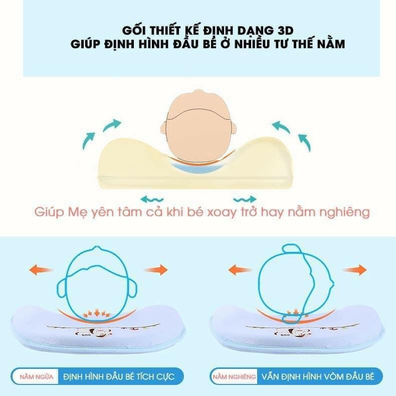 Gối Cao Su Non, Gối Chống Bẹp Méo Đầu Êm Ái, An Toàn Cho Bé Khi Sử Dụng