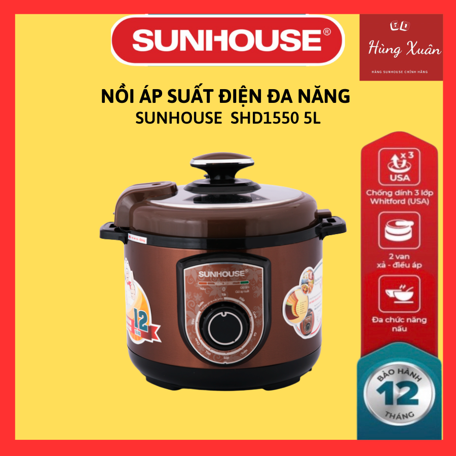 Nồi Áp Suất Điện Đa Năng Sunhouse SH1550 - Nâu - Hàng chính hãng