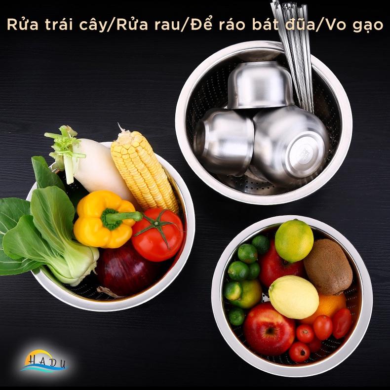 Bộ Rổ Thau Inox 304 Lưới Lớn Nhỏ Sâu Lòng Cao Cấp 20cm 22cm 24cm 16cm 28cm 30cm 32cm 34cm Đạt Chất Lượng Đức HADU