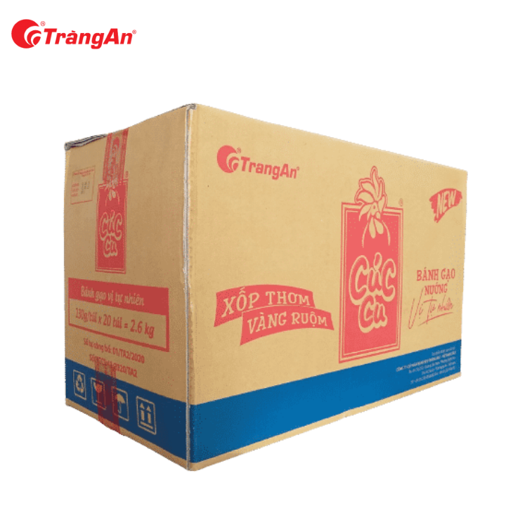 Thùng 20 Gói Bánh Gạo Cúc Cu Vị Ngọt Tự Nhiên, 130g/gói