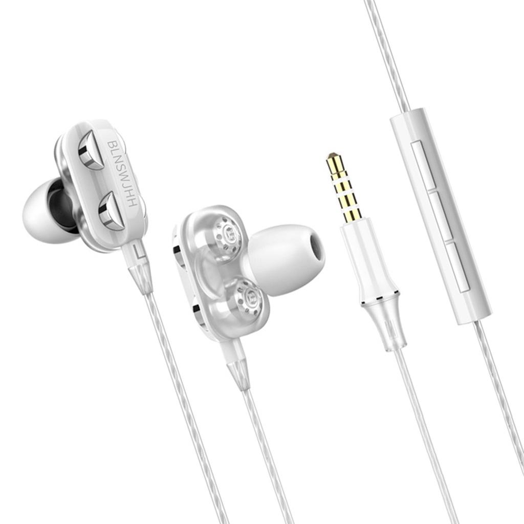 Dual Driver 3.5MM in-Ear Wired Earphones HiFi Stereo Bass Earbuds Headphones with Microphone for Phone Computer Headset
