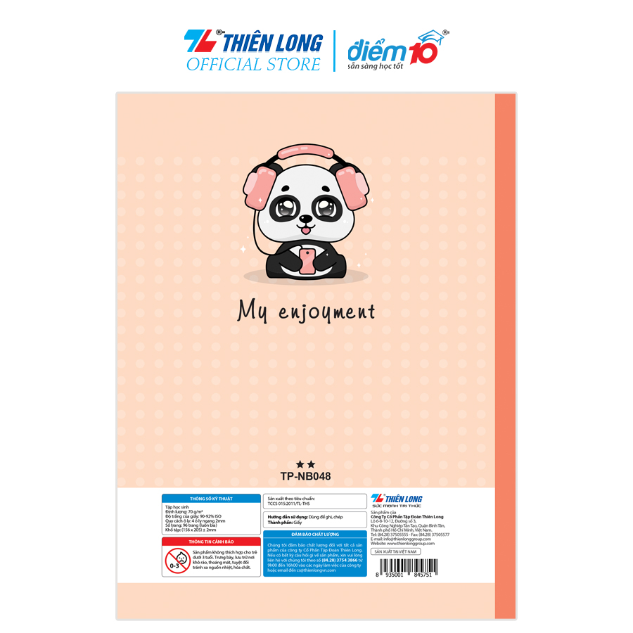Bộ 5 Tập học sinh 96 trang 4 ô ly ngang 70 gsm Điểm 10 TP-NB048
