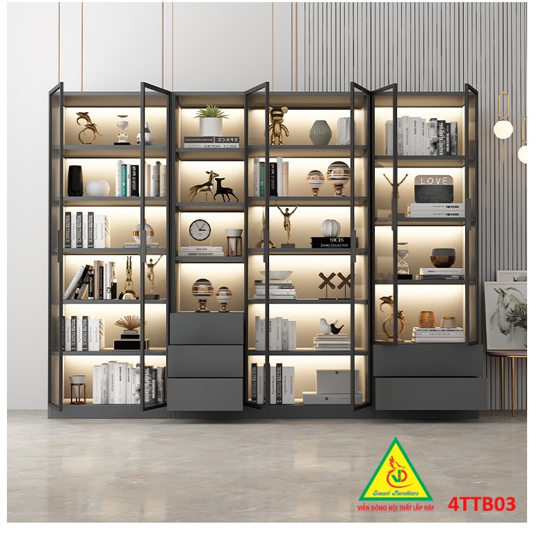 Tủ trưng bày sản phẩm cánh kính,  tủ đa năng 4TTB03 - Nội thất lắp ráp Viễn Đông Adv