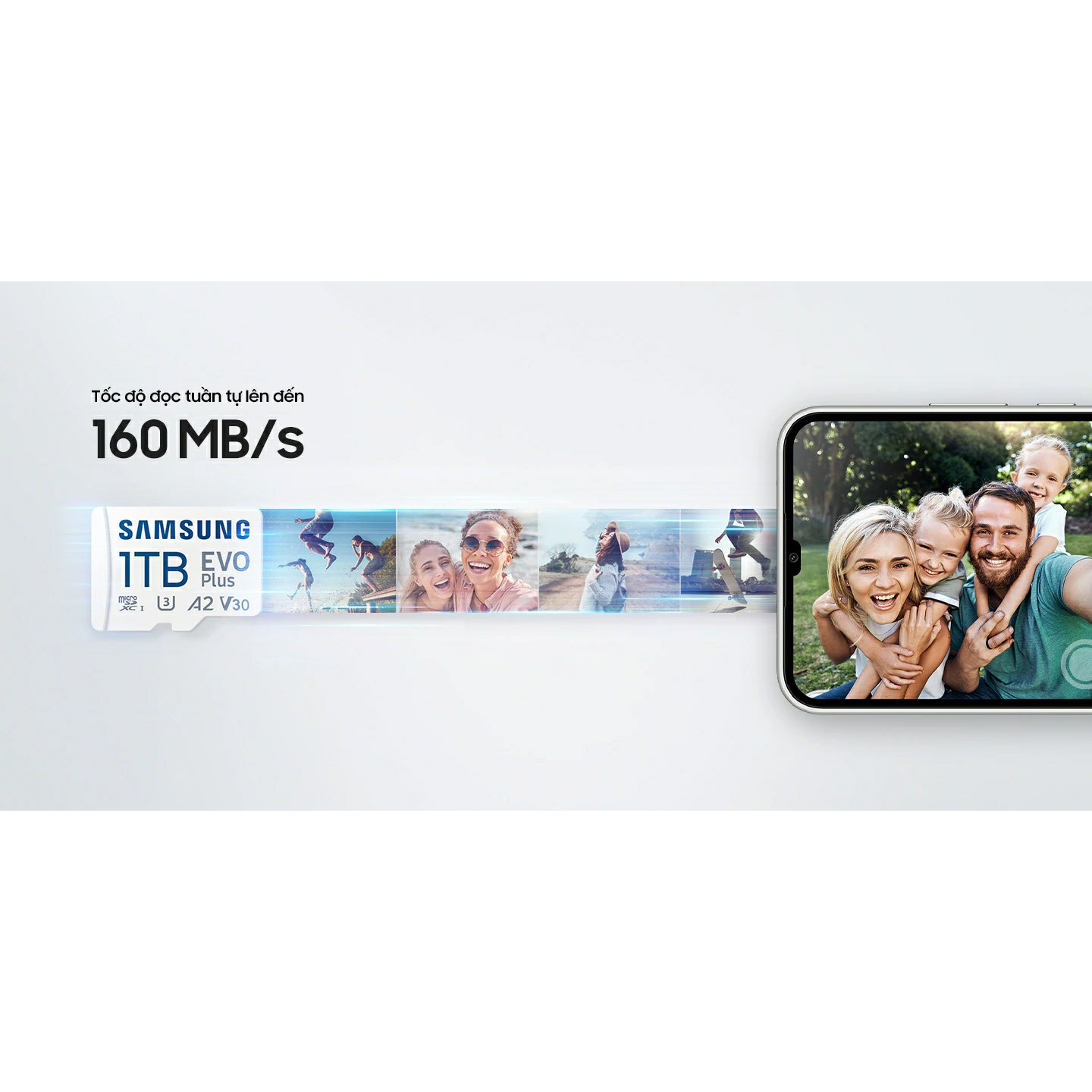 Thẻ Nhớ Micro SD Samsung UHS-I EVO Plus NEW 2024 180 MB/s Kèm Adapter - Hàng Chính Hãng