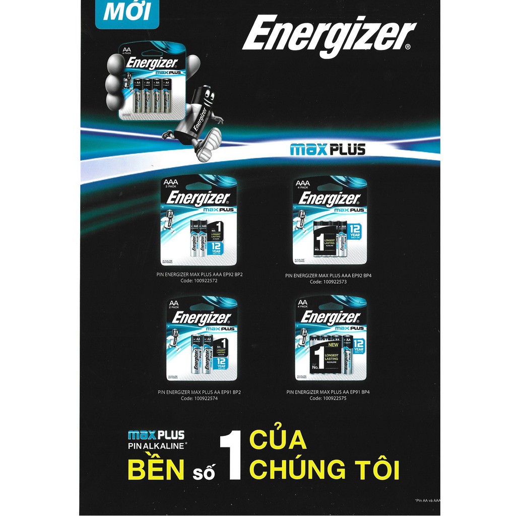 Pin AA , Pin AAA 1,5V ENERGIZER MAX PLUS LITHIUM Siêu Bền - Hàng chính hãng