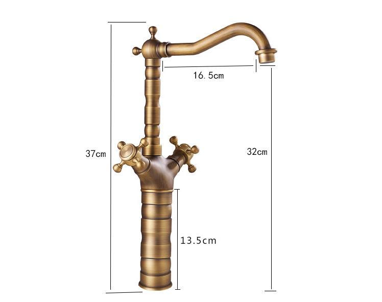 Vòi Lavabo nóng lạnh Tân Cổ Điển Chân cao - Hợp kim đồng thau + 2 dây cấp