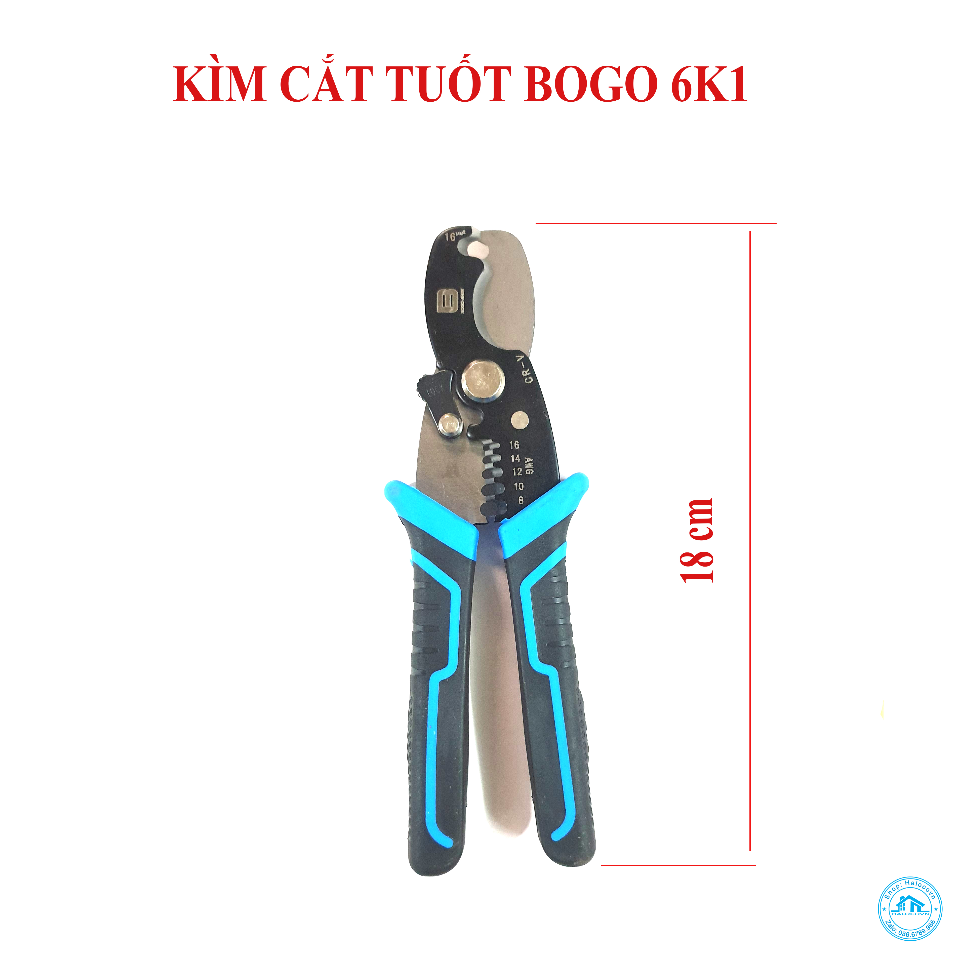 Kìm cắt tuốt Bogo 18mm 6K1