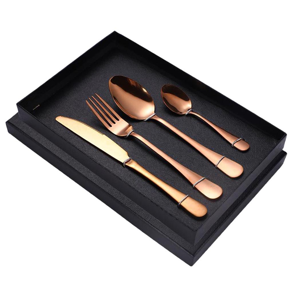 Stainless Steel Cutlery Set Spoon Fork Knife 4 piece Set Silver