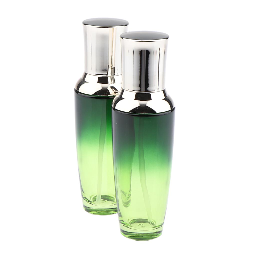 Empty Portable Glass Cosmetic Cream Lotion Pump Bottle Container Cosmetic Make up Dispenser With Pump Head,Pack 2