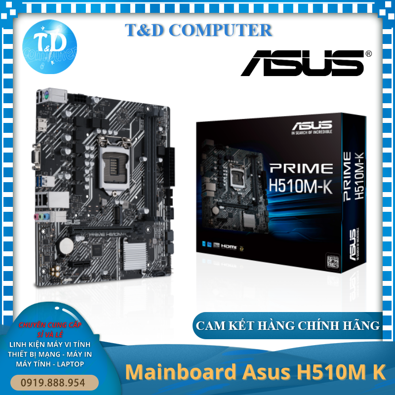 Main Asus H510M K R2.0 (Socket 1200, HDMI+VGA DDR4 M2) - Hàng chính hãng Viết Sơn phân phối