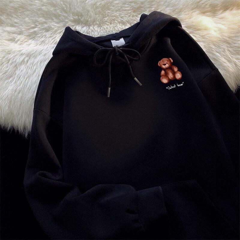 Áo khoác nỉ bông cotton dày mịn - hoodie form rộng unisex 5 gấu bông - 2N Unisex