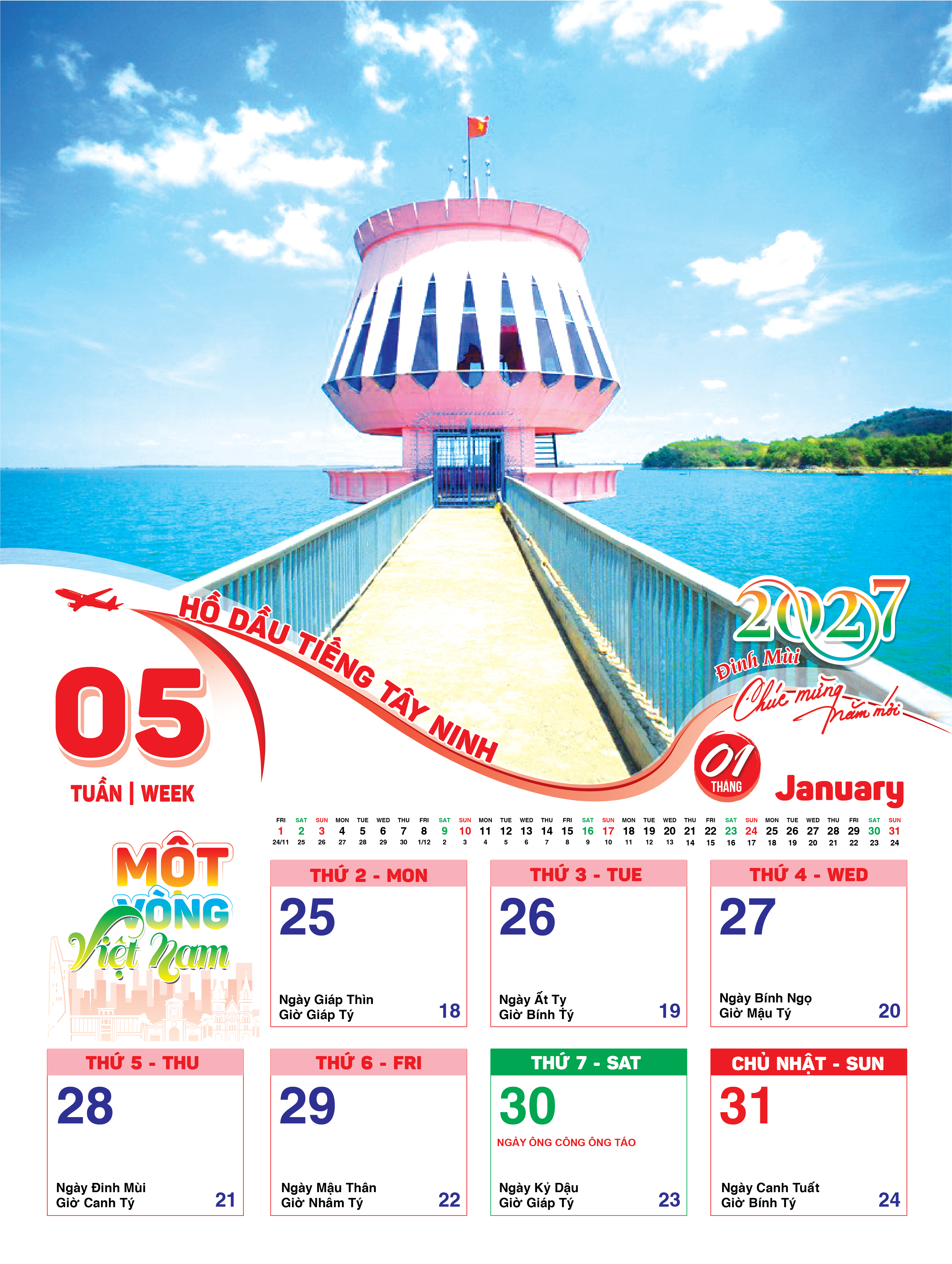 Lịch Tết 2027 - Lịch Treo Tường 52 Tuần (Mỗi Tuần Xé 1 tờ)