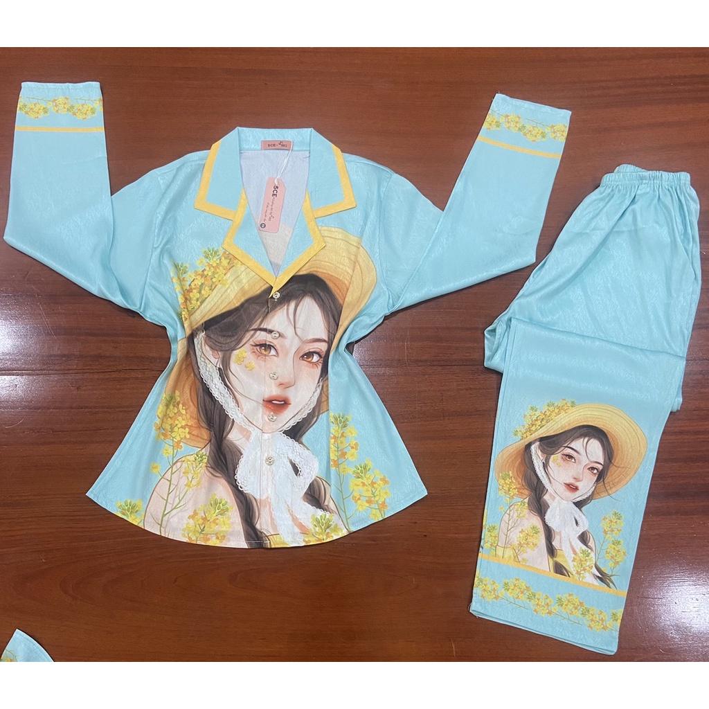Đồ Bộ Pyjama lụa xước ánh kim cao cấp chuẩn loại 1