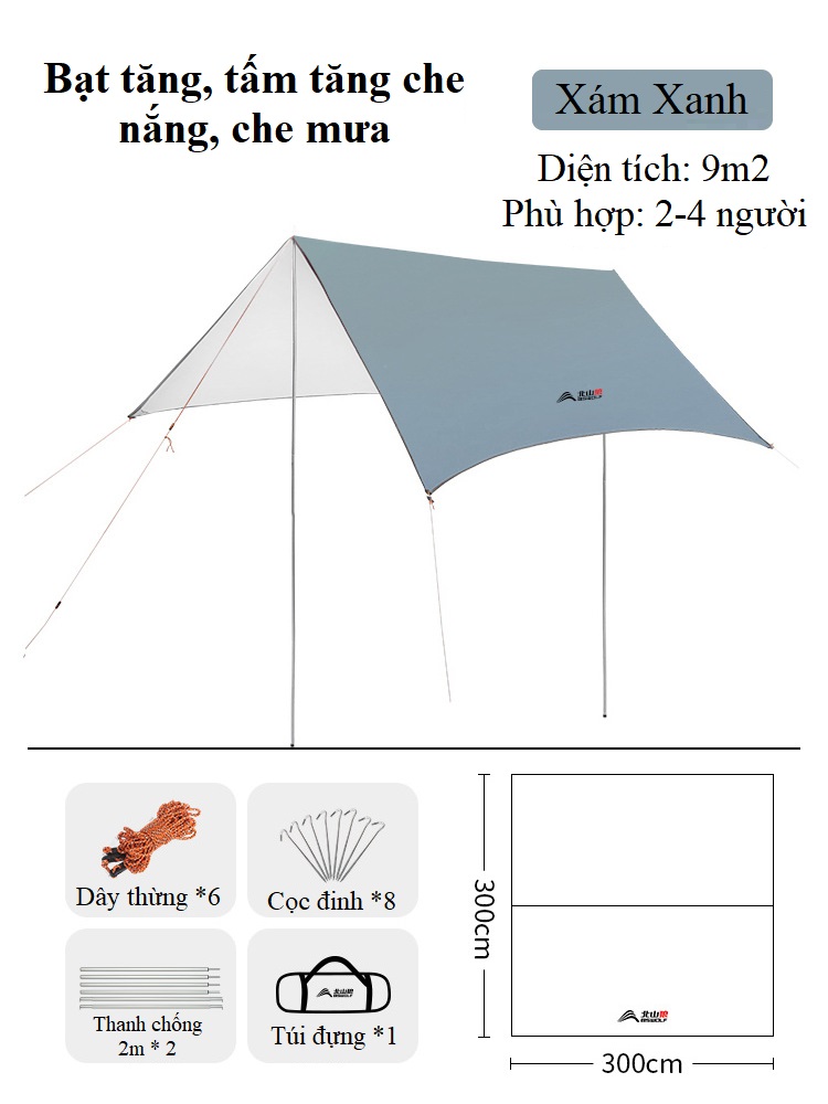 Bạt tăng, tấm tăng chữ nhật BSW-ZL020 (300*300CM)