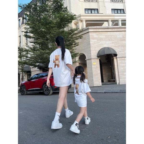 Áo thun tay lỡ Nikolas Gấu ss2022 cho bé và gia đình , áo phông trẻ em unisex , TPKIDS