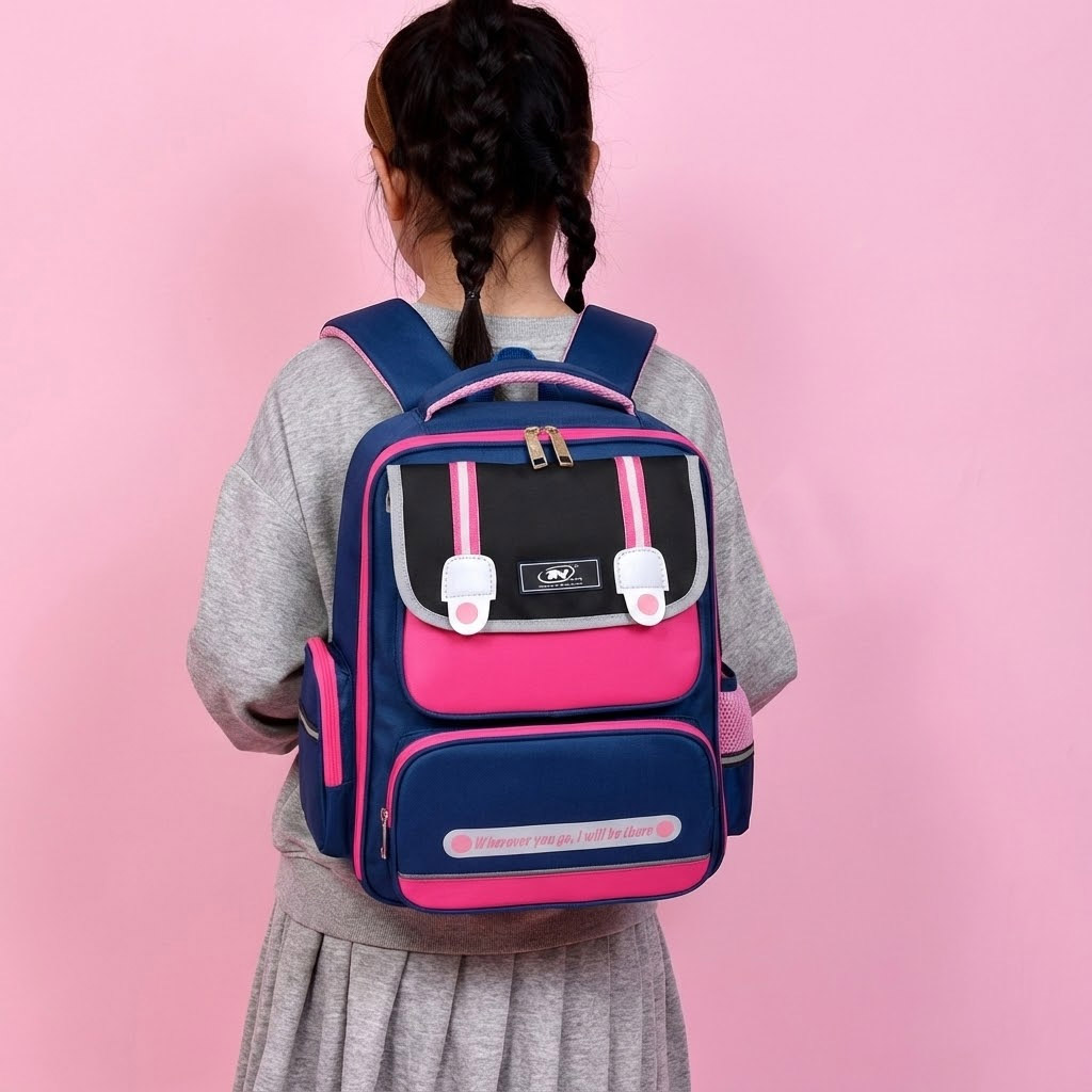 Balo học sinh nữ cao cấp TN.bags Smart Pink – Balo học sinh tiểu học chống nước, nhiều ngăn tiện lợi, màu hồng đáng yêu TN.B3112
