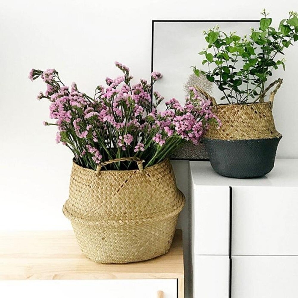Giỏ cói trồng cây trang trí decor, đựng đồ, cắm hoa - Cây giả, hoa lụa Decor trang trí
