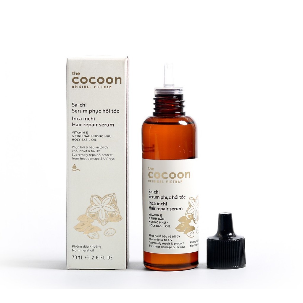 Serum Dưỡng Tóc COCOON Sachi phục hồi tóc hư tổn &amp; bảo vệ tóc - COCOON Inca Inchi Hair Repair Serum 70mL