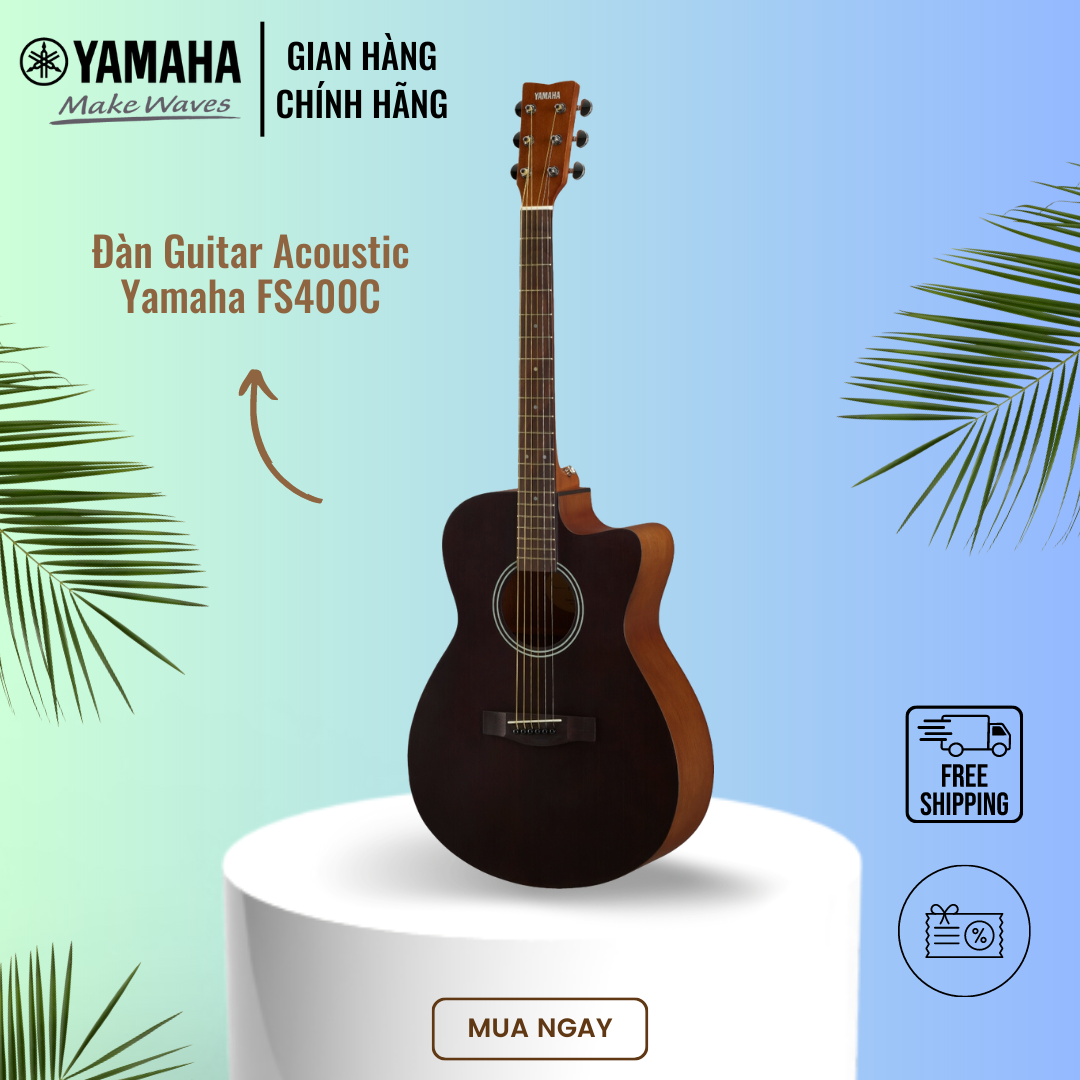 Đàn Guitar Acoustic Yamaha FS400C - Thiết kế cutaway, nhỏ gọn, phù hợp cho người mới, phù hợp cho người mới bắt đầu chơi đàn, sản phẩm chính hãng