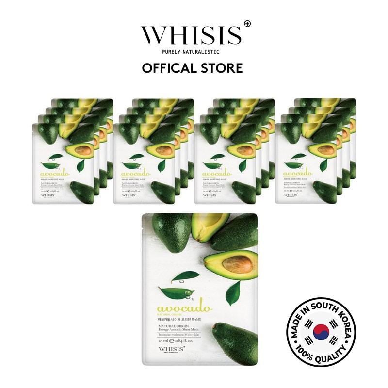 Combo 10 mặt nạ Bơ sữa Whisis Nature Origin Energy Avocado Sheet Mask