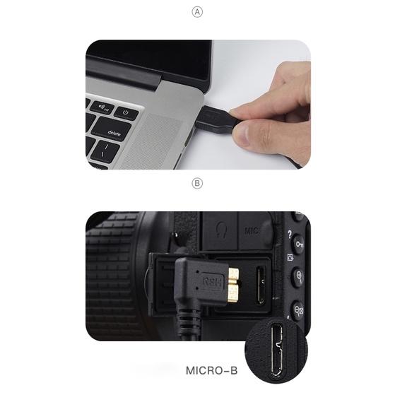 Dây Cáp USB 3.0 To Micro-B - Chụp Ảnh Flatlay Bằng Liveview - Dài 10m - Right Angle