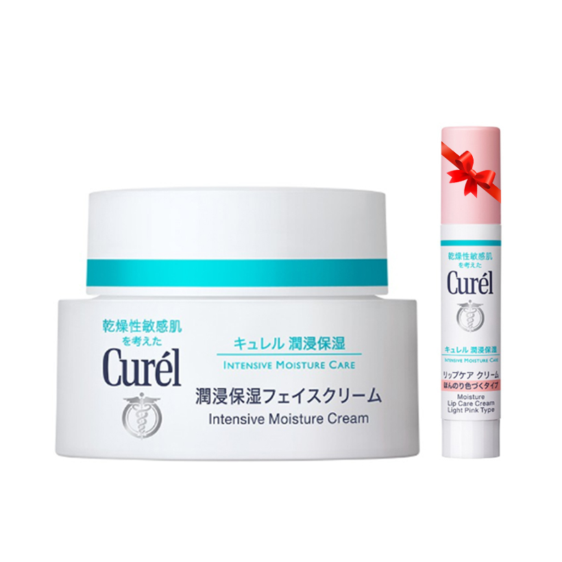 Kem Dưỡng Da Cấp Ẩm Chuyên Sâu Curel Intensive Moisture Care Intensive Moisture Cream 40g Tặng son dưỡng môi cấp ẩm hồng nhẹ 4.2g