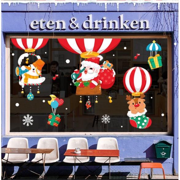 Decal trang trí Noel Hít Tĩnh Điện 2 mặt - Khinh khí cầu noel