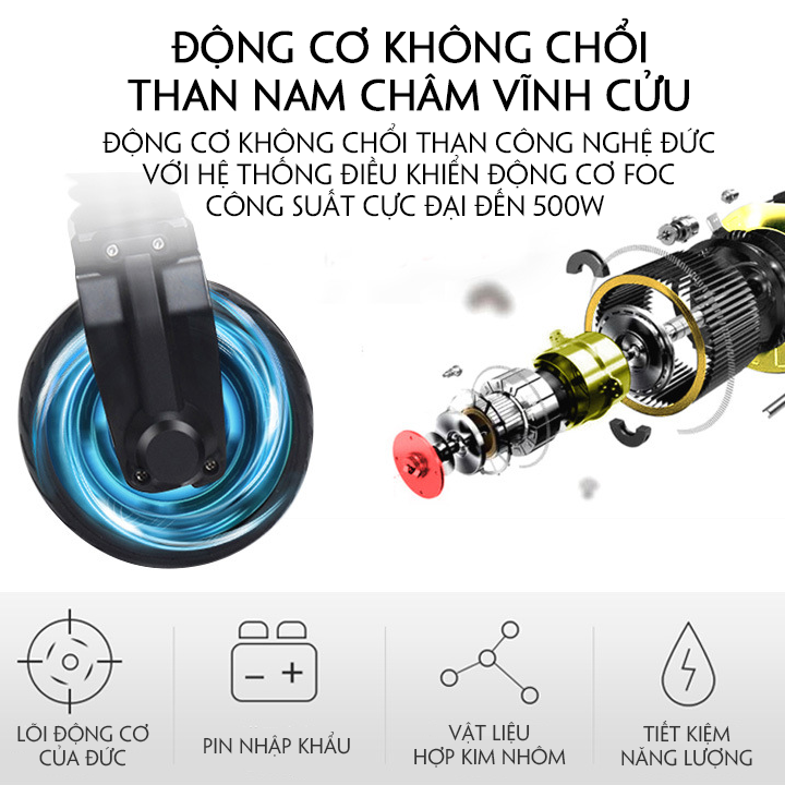 Xe scooter điện đồng hồ hiển thị điện tử khung nhôm cao cấp 1 lần sạc đi 10km đèn full led pin lithium gấp gọn tiện lợi