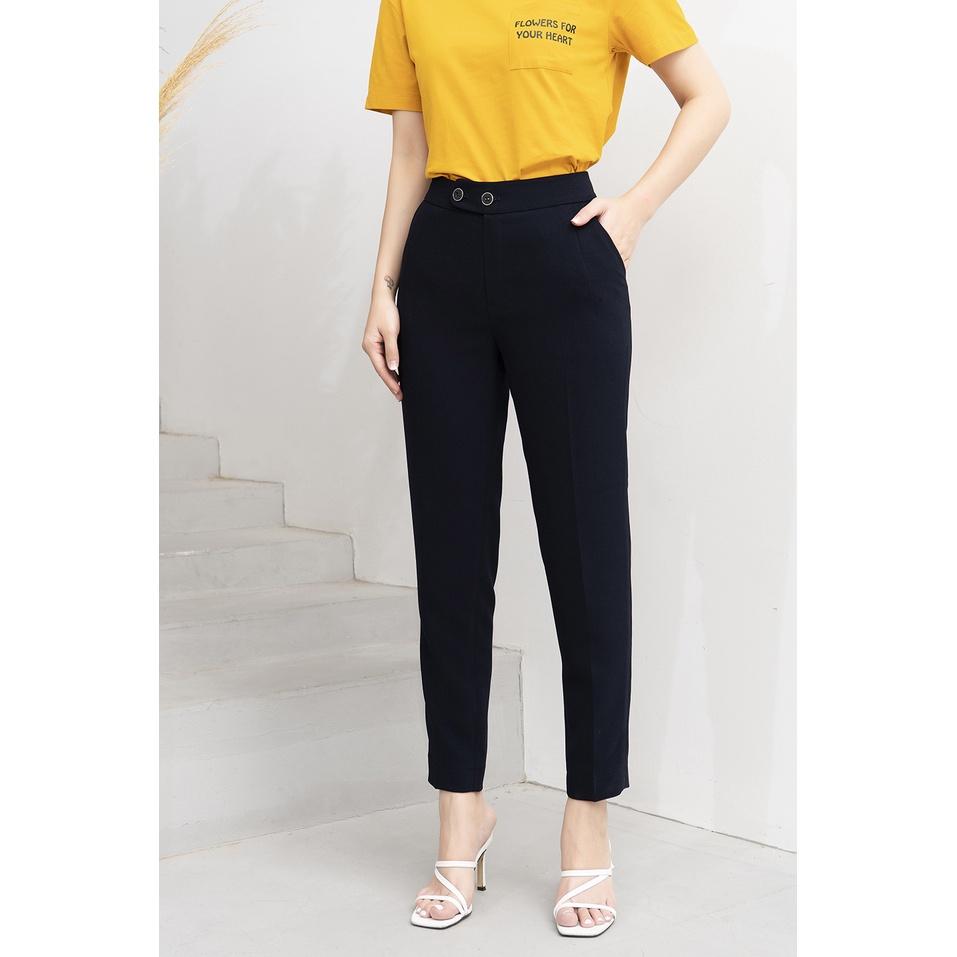 Quần Baggy Nữ Công Sở Cạp Cao Cúc Chéo LUPERI Không Xù Vải, Cắn Chỉ, Chất Đũi Xước Cao Cấp LFQD2103