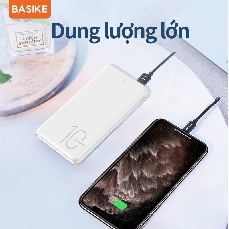 Sạc dự phòng BASIKE PT62 10000mAh có hai đầu ra USB thích hợp cho iPhone và Android-Hàng chính hãng