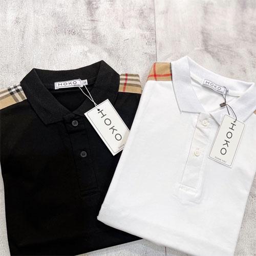 áo thun nam polo cổ trụ phối caro vai
