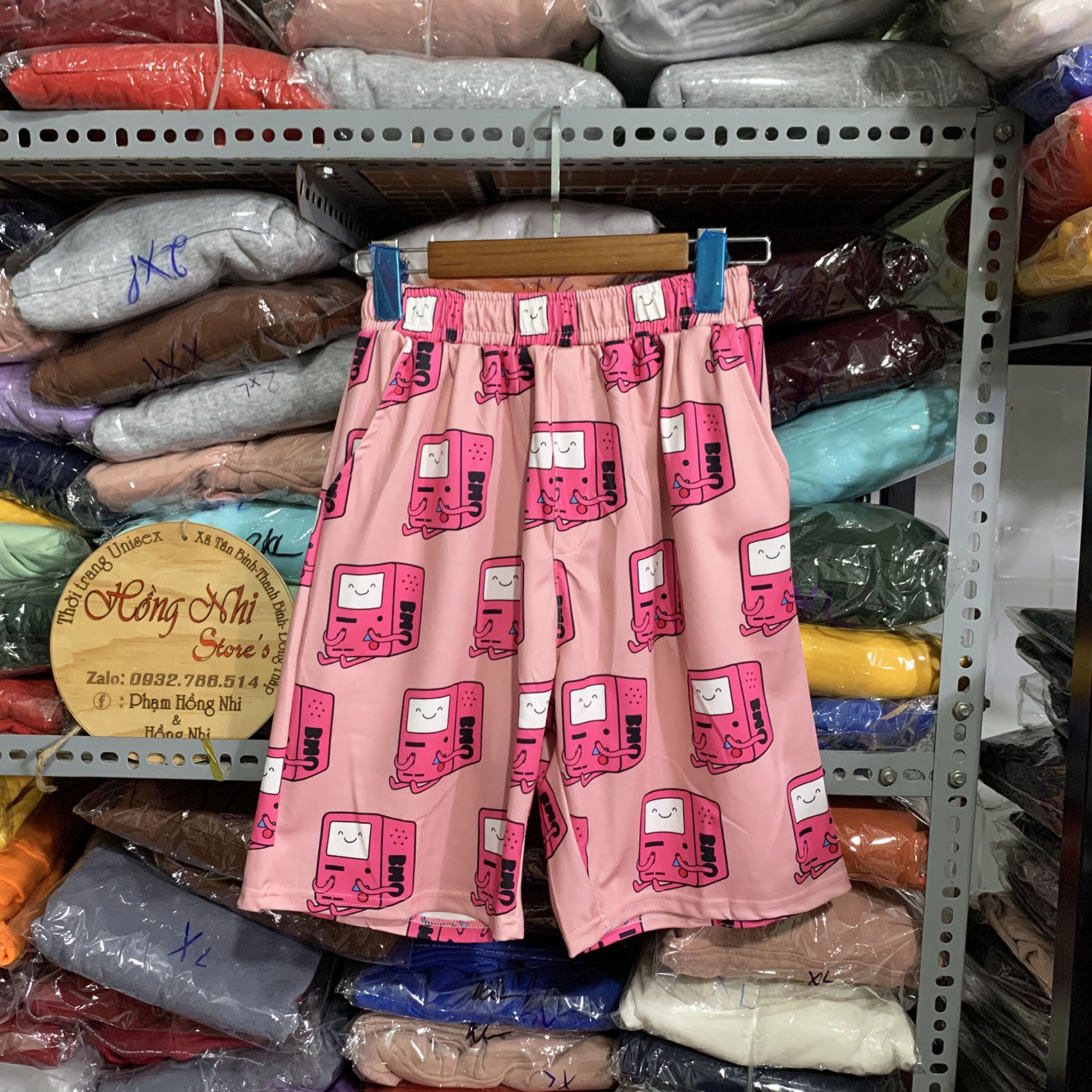 Quần Short Cartoon Unisex Hình Hộp Hồng - Quần Đùi Hoạt Hình Siêu Cute - MM