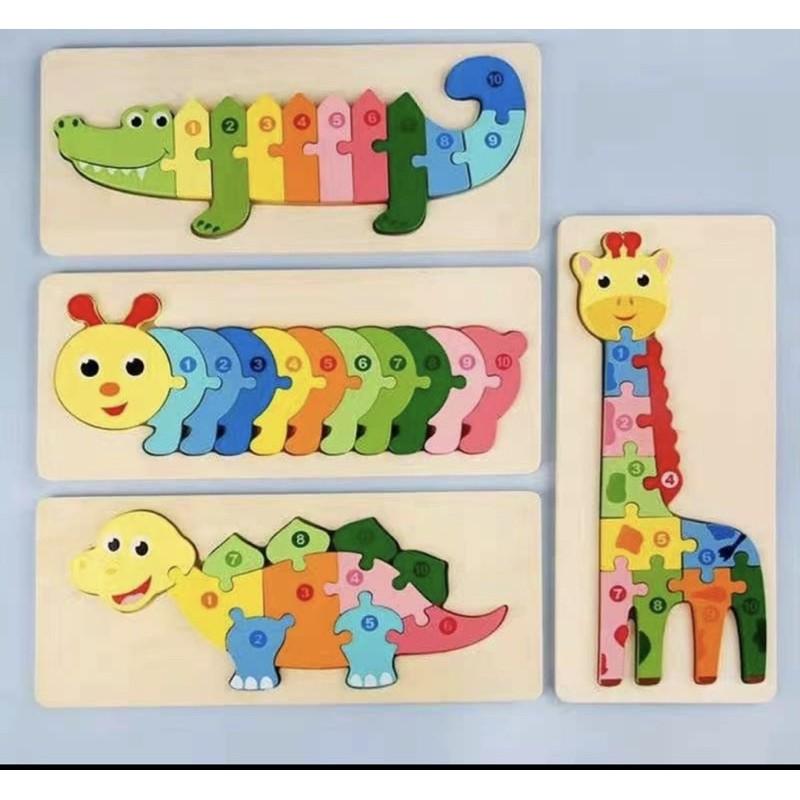 Tranh ghép gỗ con vật nối số từ 1- 10 cho bé